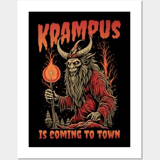 Krampus is Coming to Town Funny Goth Christmas Devil Posters and Art